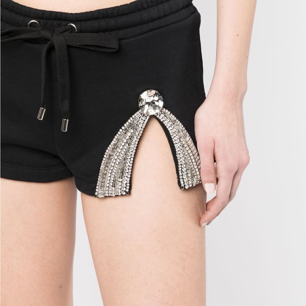 AREA Crystal Black Mini Shorts M